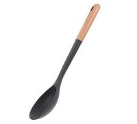 SKISUNO Large Wood Handle Silicone Cooking Spoon Nonstick Mixing and Stirring Utensil Heat Resistant Kitchen Tool for Safe Comfortable Grip Home Use