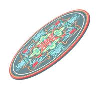 SKISUNO Meditation Sound Bowl Mat Large Rounded Cushion with Exotic Deep Green Print for Buddhist Rituals and Crystal Bowls Sound Therapy Pad