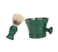 SKISUNO Men's Beard Grooming Brush and Foam Bowl Set for Beard Cleaning and Shaving with Polystyrene Bowl and Pig Bristle Brush, Portable Grooming Kit for Home and Travel Use