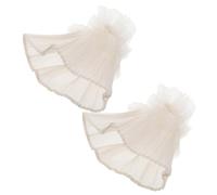 SKISUNO Mesh Lace Wrist Cuffs Detachable White Mesh Arm Sleeves Elastic Decorative Bride Wrist Cuffs for Wedding Party Photography Accessory