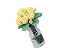 SKISUNO Mini House Bonsai Decorative Mini Bonsai Model Miniature Potted Rose Flower for Doll House Decor Smooth Surface Safe and Material Home Decoration