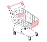 SKISUNO Mini Shopping Cart Toy with Wear-resistant Iron Material and Multifunctional Design, Realistic Art Appearance Miniature Handcart Model for Doll House and Home Decor