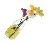 SKISUNO Miniature Daisy Flower Vase Dollhouse Decoration Accessories Transparent Glass and Resin Mini Flowerpot Model for Doll House Elegant Mini Garden Landscape Decor