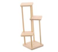 SKISUNO Miniature Wooden Display Shelf for Dollhouse Elegant Multi Plant Stand Storage Rack Doll Stuff Organizer Home Office Decor