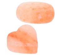 SKISUNO Natural Himalayan Mineral Salt Soap Bar with Deep Cleansing and Moisture Sensitive Protection 2pcs Heart and Oval Shape Salt Massage Stones for Body and Face for Spa and Shower