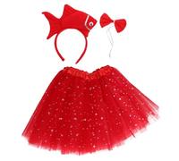 SKISUNO Ocean Animal Plush Headband Skirt Boys and Girls Goldfish Costume Set Life Dress up for Halloween Birthday