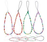 SKISUNO Phone Strap Lanyard Chain 8Pcs Bohemian Colourful Beaded Mobile Phone Wrist Strap Hanging Rope Cord for Game Console Badges Cards