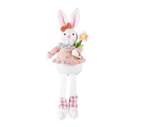 SKISUNO Pink Easter Bunny Doll Plush with Long Legs, Lifelike Rabbit Stuffed Animal for Easter Decorations and Bookshelves, Unique and Beautiful Design Soft Cloth Material Ornament