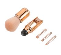 SKISUNO Portable 5-in-1 Retractable Makeup Brush Set with Silicone Head and Soft Fiber for Precision Application, Includes Protective Case, for Travel and Daily Commuting