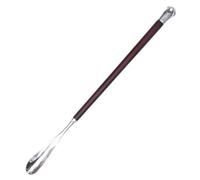 SKISUNO Portable Shoehorn with Wooden Handle and Alloy Dolphin Shape Tip, Detachable Long Handle, Shoe Maintenance Helper for and People in the Waist and Legs, Silver
