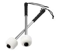SKISUNO Professional Drum Mallets Drumsticks 2 Pcs with Stainless Steel Handle and Wool Felt Head, Lightweight and Easy to Hold Percussion Sticks for Beginner Drummers for School Bag