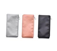 SKISUNO Pu Leather Cosmetic Bag Zippered Makeup Pouch Solid Travel Toiletry Bag for Carrying Cosmetics While Traveling Silver Option