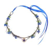 SKISUNO Purple Fairy Flower Crown Headband with Crystal Water Drop Pendant, Handmade Artificial Flower Tiara for Women, Halloween Photo Shoot and Party Hair Accessory