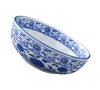 SKISUNO Ramen Bowl Easy to Clean Blue and White Ceramic Porcelain Bowl Suitable for Hot or Cold Meals for Home Use and Buffets