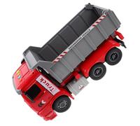 SKISUNO Red Inertia Dump Truck with Engineering Vehicle Model for Boys Years Old Educational Plastic Construction Car for Creative Play