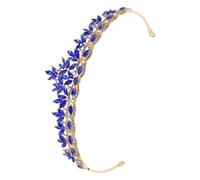SKISUNO Rhinestone Leaf Crown Bridal Tiara Headband for Weddings and Birthdays, Handmade Alloy Hair Accessory with Great Craftsmanship and Versatile Styling, Elegant Blue Headpiece