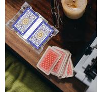 SKISUNO Rotary Poker Rack with Tray Plastic Playing Card Holder Stand for Home Use, 2-deck Storage Organizer Suitable for Card Games and Tabletop Play