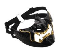 SKISUNO Samurai Half Face Mask for Halloween Cosplay Black Resin Demon Mask with Comfortable Fit and Portable Design Gathering and Cosplay Events