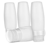 SKISUNO Silicone Squeeze Bottles Set of 4 Travel Containers with Pump for Shampoo Conditioner Lotion Compact Storage Bottles for Daily Use