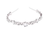 SKISUNO Silver Alloy Elegant Bridal Crown Rhinestone Headband for Women with Fine Workmanship Hair Accessory Creating A Romantic Atmosphere for Wedding and Daily Use