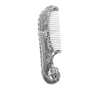 SKISUNO Silver Comb Dragon and Phoenix Playing Pearl Hand Carved Antique Comb for Vintage Decorative Hair Styling