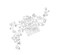 SKISUNO Silver Pearl Rhinestone Hair Comb for Brides Elegant Floral Headdress Accessories for Weddings Proms and Special Occasions Easy to Insert Gorgeous Bridal Hair Decoration