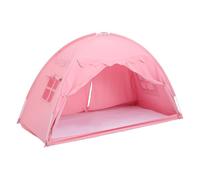 SKISUNO Sleepover Bed Tent for Single Beds with Cotton and Plastic Material, Cozy and Snug Design Preventing Accidental Rolling, for Naps and Home Setups in Pink