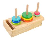 SKISUNO Stackable Wooden Rings for Educational Ring Stacking Game for Cognitive Development Shape Recognition and Parent Interaction Tower of Hanoi Puzzle