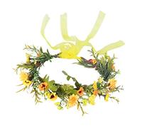 SKISUNO Sunflower Bridal Garland Headpiece Flower Wreath Hairband for Weddings Festivals Parties Skin-friendly Non-sliding Floral Hair Accessory for Women