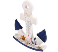 SKISUNO Temperature Gauge Coastal Beach Theme Anchor Shaped Wooden with Retro Mediterranean Style, Unique Design Home Decor Ornament for Office and Home Indoor