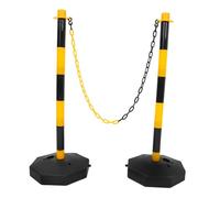 SKISUNO Traffic Safety Post with Fillable Base and Portable Plastic Design for Urban Road Management and Traffic Control, Black and Yellow Cone Marker with Detachable Base for Vehicles