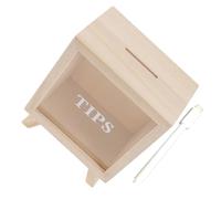 SKISUNO Transparent Wooden Piggy Bank with Marker Unbreakable Clear Coin Saving Box for Adults and Display Case Money Bank for Home Cafe Birthday Helps Develop Financial Skills