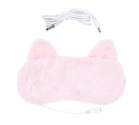 SKISUNO USB Heated Eye Mask with Thermostat and USB Heating Pad 3D Cartoon Pink Cat Eye Patch for Sleeping Moist Heat Compress Protective Sleep Mask