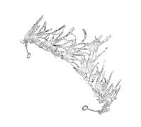 SKISUNO Vintage Baroque Silver Hair Crown Wedding Accessories Bridal Headpiece for Women and Party Prom Celebration
