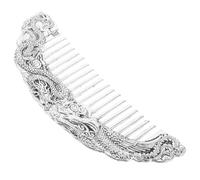 SKISUNO Vintage Dragon Shape Silver Alloy Curl Comb for Men Wide Teeth, Multifunctional Hair Comb for Styling and Grooming Curly Hair, Classic Retro Decorative Barber Accessories