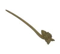 SKISUNO Vintage Wooden Bun Hair Stick with Carved Lotus Flower Green Peachwood Hairpin for Updo Hairstyles Traditional Chinese Hair Chopstick Accessory for Women