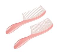 SKISUNO Wide and Fine Tooth Styling Hair Comb Set Plastic Combs Large Pink for Smooth Hair and Daily Grooming
