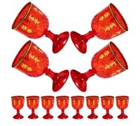 SKISUNO Wine Goblets 12pcs Plastic 40ml Small Round Cups Red