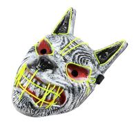 SKISUNO Wolf Head Shiny Mask Halloween Party Decor Plush Horror Halloween LED Light Creepy Design Scary Creepy Black Zombie Masks Slaughter to Colorful Plastic