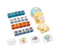 SKISUNO Wooden Alphabet with Bells for Early English Learning Cognitive Spelling Game for Boys Educational Word Building Play for Home and Classroom