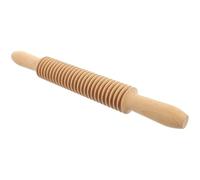 SKISUNO Wooden Dough Rolling Pin with Comfortable to Hold Handle and Noodle Edge Polisher, Multi-Function Pasta Rolling Tool for Handmade Noodles and Pastries, Beech Wood Kitchen Accessory
