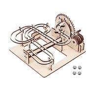SKISUNO Wooden Marble Puzzle DIY Hand Cranking Mechanical Run Maze Ball Track for Educational Stem Puzzle Building Blocks for Creative Play and Hand Eye Coordination Development