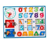SKISUNO Wooden Math Busy Board for Educational Sensory Learning with Arithmetic Skills Development Fine Motor Coordination and Color Recognition for Age