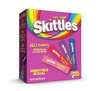 Skittles 30 Count Singles To Go Wild Berry Variety Pack, Powdered Drink Mix, Zero Sugar, Low Calorie, Includes 4 Wild Berry Flavors, 30 Total Servings