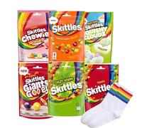 Skittles Big Bag Variety Bundle - Giant Gooey - Crazy Sours - Chewies - Citrus - Sour Squishy Cloudz - Classics + Rainbow Socks | Taste and wear the rainbow