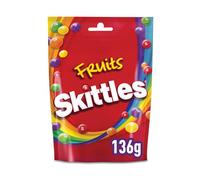 Skittles Chewy Sweets Fruit Flavour Pouch Bag 136g (Pack of 15) 124843