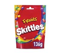 Skittles Chewy Sweets Fruit Flavour Pouch Bag 136g (Pack of 15) 124843