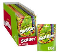 Skittles Crazy Sours Sweets Pouch Bag 136g (1x15 Bags)