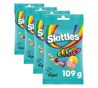Skittles Flavour Flip Pouch, 136g Bag of Chewy Candy with a Flavour Twist, Fruit Flavoured Sweets for Sharing, Sweets Ideal for Movie Night Snacks & Treat Boxes (Pack of 4)