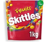 Skittles Fruits 1kg Bag - Big Size, Big Fun - Resealable Sharing Bag - Taste the Rainbow - Vegan - Lemon, Blackcurrant, Strawberry, Lime & Orange - Share the Rainbow - Fruity Candy Treat